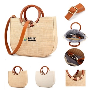 Straw Shoulder Handbag Retro Rattan Tote Beach Bag